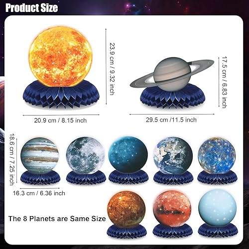VARACL Décorations de fête sur le thème de l'espace - Planètes du système solaire en nid d'abeille pour tables - 10 pièces - Planètes galaxies - Fournitures de décoration de fête - Éducation - Nail Gallerys
