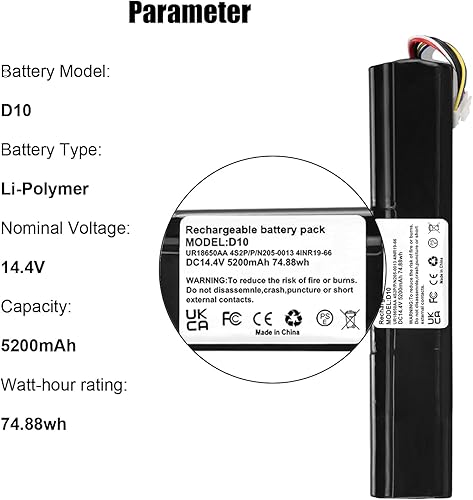 SLODA Robot Aspirateur Batterie pour Neato D10 D9 D8 205-0023 205-0022 205-0026 205-0021 905-0596 945-0356 945-0381 945-0382 945-0376 Batterie Rechargeable 5200mAh - Nail Gallerys