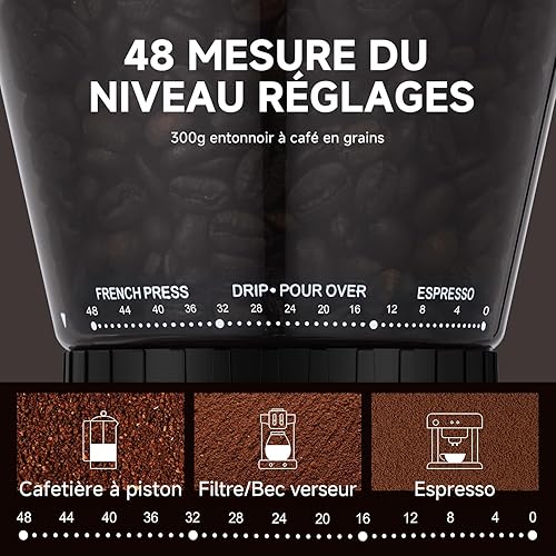 AMZCHEF Moulin A Café Électrique Avec Support Amovible Et Récipient | Écran Tactile LCD | 24 Réglages Précis | Moulin A Cafe Grain Pour Espresso/Filtre/Bec Verseur/Infusion A Froid/Cafetière A Piston - Nail Gallerys