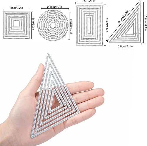 4 pièces Matrices de Découpe pochoir de perforation Géométrique Set de formes Carré Rectangulaire Cercle Triangle Cadre Carré de gaufrage Cutting Dies pour le scrapbooking Album Cartes Bricolage - Nail Gallerys