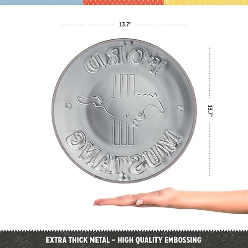 Nostalgic-Art Plaque rétro, Ø 35 cm, Ford Mustang – 3 Stripes Red – Idée cadeau pour fans de Ford, Official License Product (OLP), en métal, design vintage - Nail Gallerys