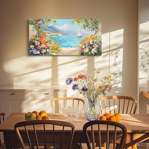 MHARTK66 Tableau Decoration Murale Salon, 50x100 cm Grand Impression sur Toile, Cadre Decoration Murale Fleurs Dans la Baie, Moderne Décoration de Chambre Salle De Bain Maison Décorations - Nail Gallerys