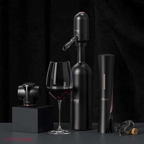 CHEER MODA Matrix Coffret Accessoires pour Le vin avec Tire-Bouchon électrique, Aérateur/Verseur électrique, Bouchon de Conservation Automatique et Coupe-Capsule - Nail Gallerys