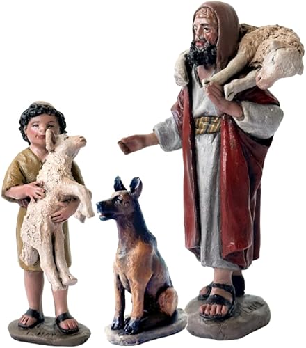 Triciclo Editores - Figurines de Crèche Bergers et Chien | Sculptées par José Luis Mayo | Décoration de Noël Réaliste | Série 11 cm, Résine et Albâtre, Boîte Individuelle, Mediano - Nail Gallerys