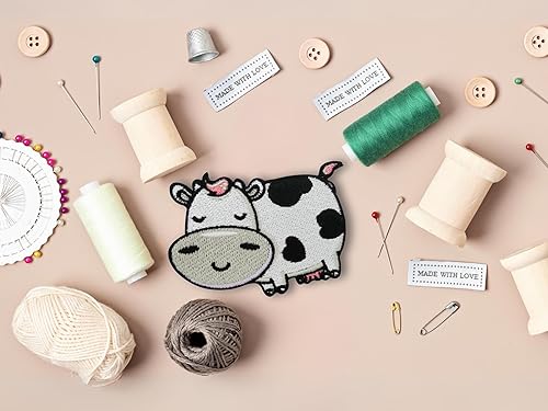 Finally Home Écusson thermocollant et à coudre - Motif vache - Pour enfants - Motif animaux - Nail Gallerys