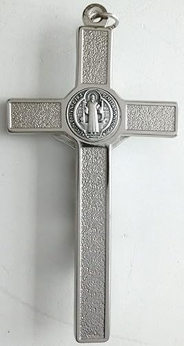 GTBITALY 10.380.11 - Croix de saint Benoît avec ligne émaillée à la main Longueur 12 cm avec Anneau - Pour Exorcisme - Nail Gallerys
