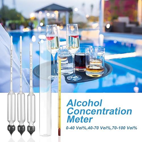 FULHANY Jeu De Trois, Testeur D'Alcool0-100 Vol% - Distillateur Alcool - Alcoometre - Convient à Tous Les Distillats/Spiritueux, Brandy, Vodka, Etc., pour Mesurer La Teneur en Alcool - Nail Gallerys