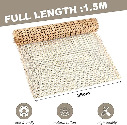 Kleemeiero Sangle Cannage Rotin Rouleau 0.35 * 1.5M Rouleau de Cannage Rotin pour Vannerie Rouleau de Toile de Canne Rouleau de Maille en Rotin Naturel Rotin pour Cannage pour Bricolage Chaise Meuble - Nail Gallerys