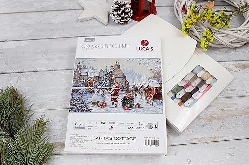 Luca-S BU5011 Kit de broderie au point de croix Doré – Maison du Père Noël - Nail Gallerys