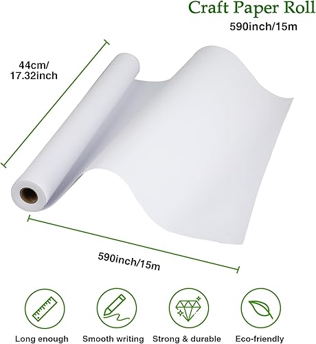 Rouleau papier dessin 44 cm x 15 m pour enfants, papier dessin blanc recyclé, papier calque polyvalent, rouleau de papier dessin idéal pour feuilles a rouler, école et loisirs. - Nail Gallerys