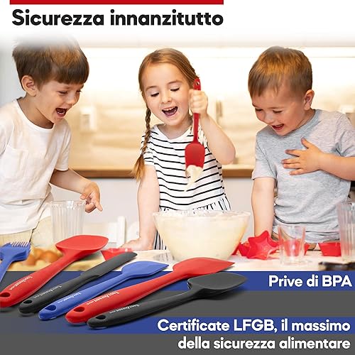 Spatule en silicone pour cuisine et pâtes, 6 pièces - Set d'ustensiles de cuisine résistants à la chaleur - Ustensiles de cuisine anti-rayures avec âme en acier certifiés LFGB d'Easyavant (Bleu) - Nail Gallerys