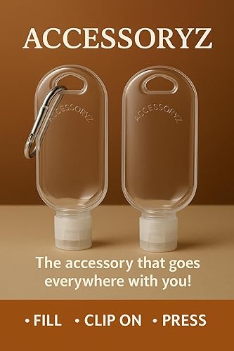 ACCESSORYZ Lot de 2 Mini bouteille - contenant - porte-clés rechargeable 30ml - Flacon de voyage étanche sauce piquante, épices, crème mains, gel hydroalcoolique - Accessoire de poche-transport facile - Nail Gallerys