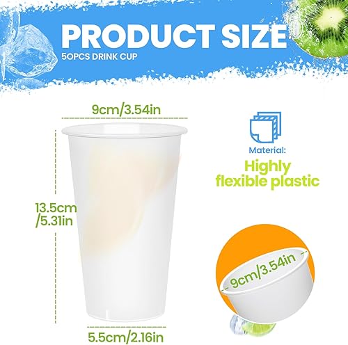 50 Tasse à Boire 50cl Gobelet Pliable Incassable 500ml Slushy Cup Granité Verre Anti Fuite Enfant Réutilisable en Polypropylène Prise en Main facile Gobelets pour Tout Évènement Fêtes Mariages - Nail Gallerys