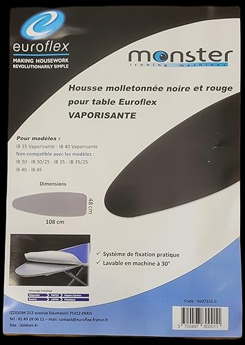 EUROFLEX Housse molletonnée noire et rouge pour table EUROFLEX VAPORISANTE IB 35-40 - Nail Gallerys