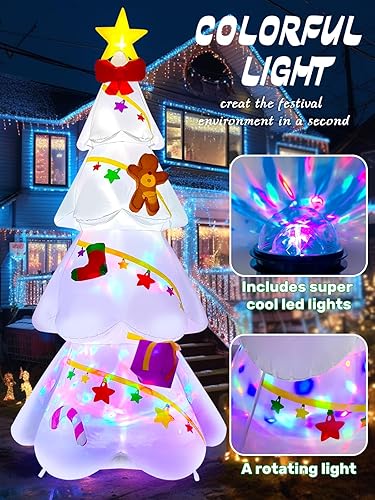 EBANKU Sapin de Noël Gonflable de 9FT, Blanc - avec boîte Cadeau - Décoration d'extérieur et d'intérieur - pour la Maison, la Famille, la Cour, la pelouse - Nail Gallerys