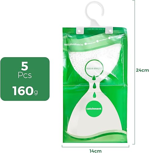10 Pièces Absorbeur d'humidité Placard (160g), Déshumidification Suspendu, Sachets Anti Humidité, Sac Déshumidification Suspendu pour Armoire, Cuisine, Chambre, Salle de Bain - Nail Gallerys