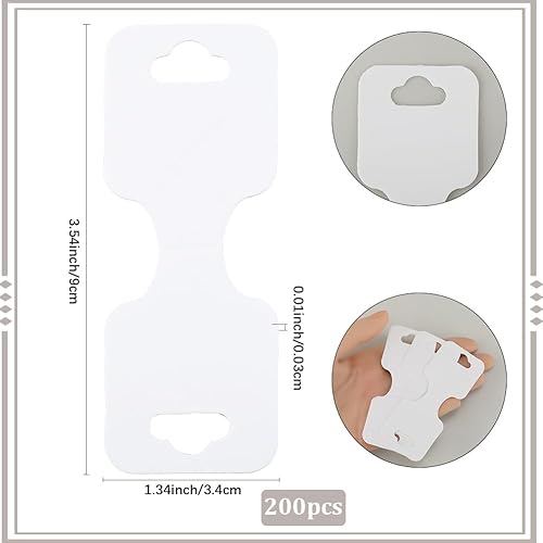 SOFPLATE 200 carte de Présentation de Bijoux Blanche Porte Cartes de Bijoux Papier Pliable Rectangulaire de 3.54 x 1.34 pouces Étiquettes en Carton à Suspendre pour la Vente de Bijoux Colliers Bracele - Nail Gallerys
