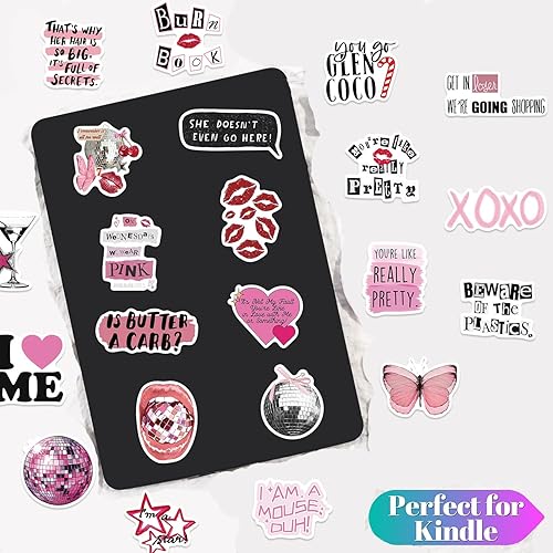 Lot de 50 autocollants roses Y2K imperméables et mignons pour ordinateur portable, skateboard, bouteille d'eau, scrapbooking, bagages, voiture, casque, ordinateur, décalcomanies vintage esthétiques de - Nail Gallerys