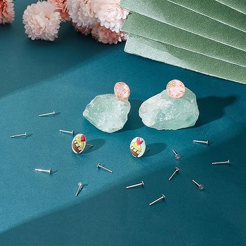 UNICRAFTALE 400 pièce Clous Boucle D'Oreille Flat Pad Acier Inoxydable 2mm Tige Boucle D'Oreille et Dos de Boucles d'oreilles Plat pour Fabrication de Boucles d'oreilles de Bijoux - Nail Gallerys