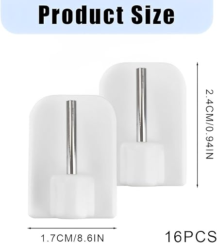 SUJEBKC 16 Pieces Crochets Adhésifs,Crochets Pour Rideaux Auto-Adhésifs,Supports Pour Tringles à Rideaux Auto-Adhésifs,Pas De Perçage Nécessaire,Ménage - Nail Gallerys