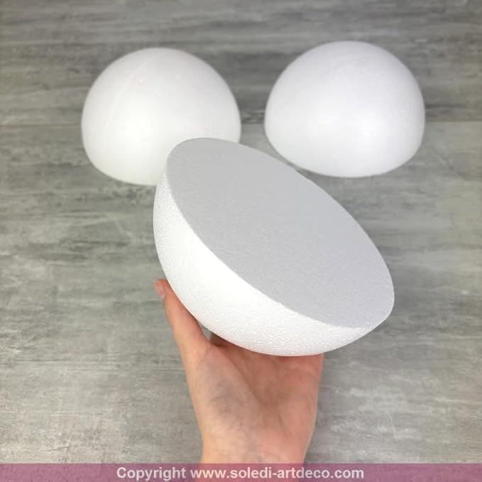 Lot de 3 Demi-Sphères de 15 cm de diamètre, Dômes Pleins en polystyrène de 7,5cm de Haut - Nail Gallerys