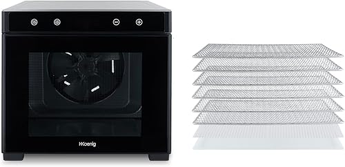 H.Koenig Déshydrateur Alimentaire de nourriture DSY900, pour Fruits, Légumes, Herbes, 6 Plateaux à Séchage amovibles, Thermostat variable de 35° à 70°C, Ecran LCD tactile, 650 W - Nail Gallerys