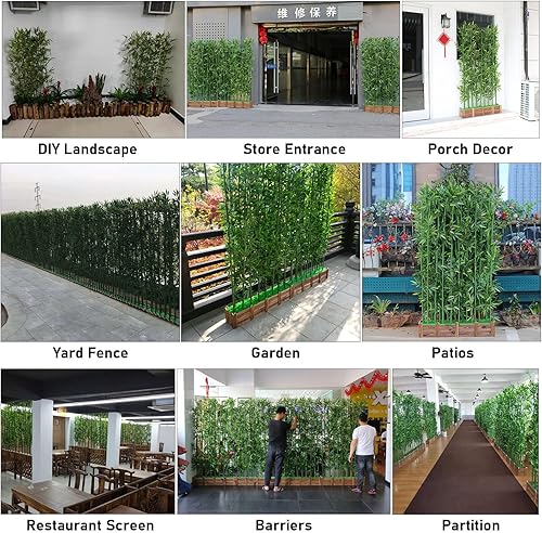 XMDEUR Paravent d'extérieur en Bambou Artificiel pour Parc, Jardin, Cour, terrasse, Porche, pergola, Patio, Hautes Fausses Plantes Vertes avec jardinière en Bois, cloison de Salle d'exposition (Cou - Nail Gallerys