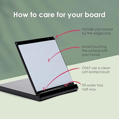 Buddha Board | Mini planche Buddha Board 12x12 cm | Plastique épais avec finition brillante | Comprend un pinceau et douze autocollants à personnaliser | Écologique (Noir) - Nail Gallerys