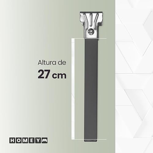 Homey - Lot de 6 Pieds pour sommier ou Base tapissée cylindriques filetés, Gris, Hauteur 25 cm - Nail Gallerys