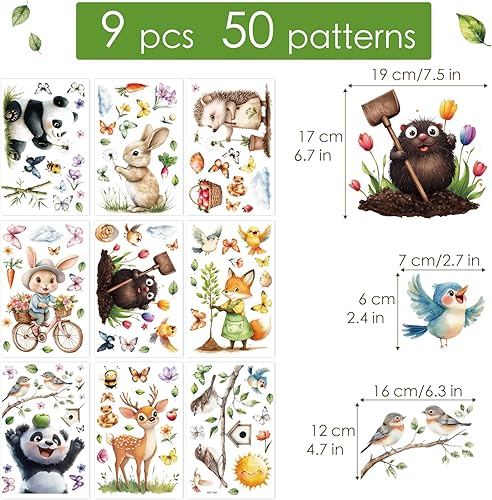BETESSIN 9 Feuilles Stickers Fenêtre Électrostatique Autocollant Motif Animaux Décoration Intérieure Printemps pour Vitre Porte - Nail Gallerys