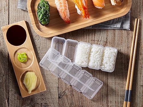 Bochee Kit Sushi 14 Pcs, Kit de Préparation de Sushi avec un Coffret Cadeau – des Tutoriels Vidéo et Ebook, 2 Natte Bambou pour Sushi, Appareil a Sushi, 5 X Baguettes, Plat de Service, Assiette - Nail Gallerys