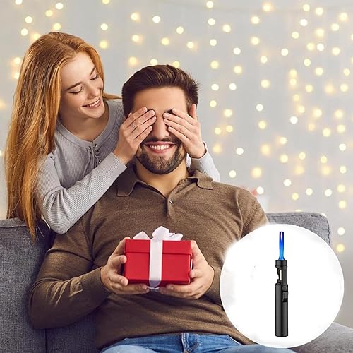 Briquet à jet de butane rechargeable et portable, briquet aérographe coupe-vent, briquet à jet de butane rechargeable et portable, taille de flamme réglable coupe-vent, allumage rotatif à 360 degrés(B - Nail Gallerys