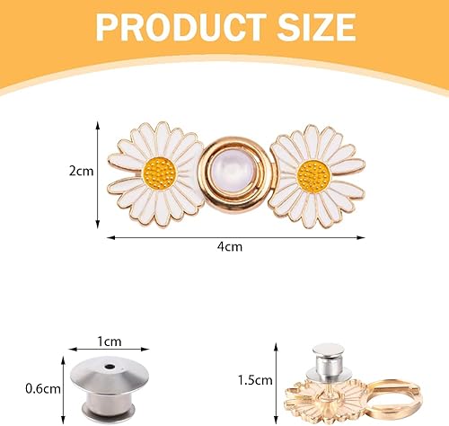 TRKETK 8 Pièces Serre-Taille Pas De Couture Nécessaire Bouton de Taille Réglable Amovible Bouton de Taille du Pantalon Daisy Convient pour Rétrécir la Taille des Pantalons et Jeans - Nail Gallerys