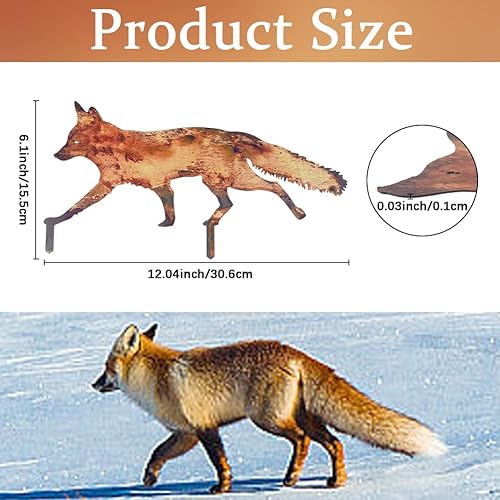 CREATCABIN Décoration Jardin Métal Rustique Forme Renard Statues Jardin Piquets Sculptures Renard Rouillé pour Patio Pelouse Cour Arrière Cour Décoration Artistique Pendaison Crémaillère 15.5x30.6cm - Nail Gallerys