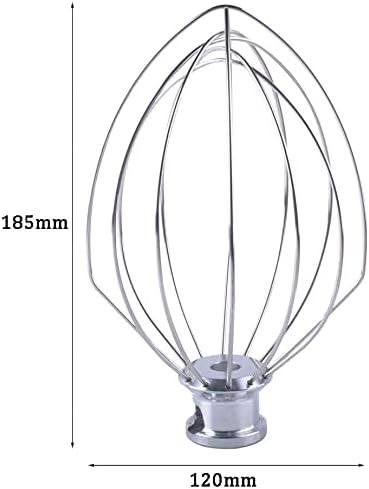 Poweka Fouet à Fil K5AWW Compatible avec Kitchen-Aid 18.5cm Véritable Professionnel Bowl Lift Stand Mélangeur 5QT - Remplacer WPW10731415 - Nail Gallerys