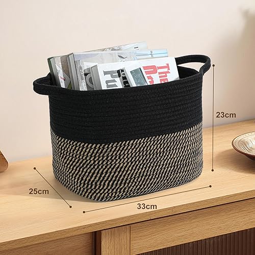 HDRNT Panier de rangement idéal pour la salle de bain, le salon, la chambre des enfants - Dimensions : 33 x 25 x 23 cm - Marron noir et marron blanc (mélange de blanc et de marron) - Nail Gallerys