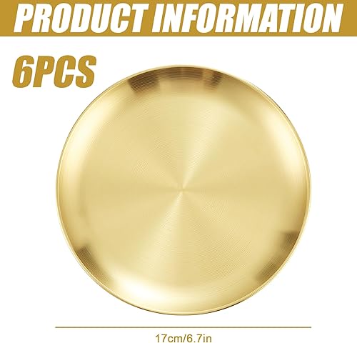 Sporgo Lot de 6 assiettes rondes en acier inoxydable de 17 cm de diamètre, assiettes de camping, assiettes de service, assiettes de camping pour camping, pique-nique, randonnée, cuisine, Par (B) - Nail Gallerys