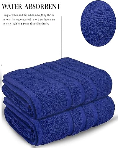 Lot de 2 serviettes de bain extra larges - 95 x 200 cm - 100 % coton égyptien - 700 g/m² - Bleu - Nail Gallerys