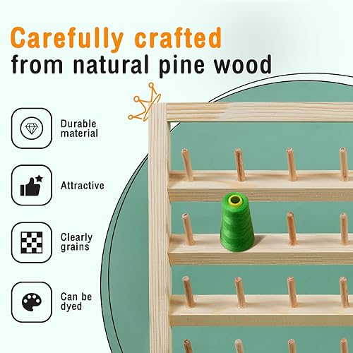 NIHUIFDPY Porte-fils mural en bois pour 54 bobines de fil à coudre avec vis, support de bobine de couture multifonction pour broderie, couture, bandeau à cheveux (54 bobines) - Nail Gallerys