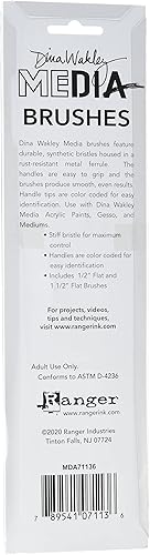Dina Wakley Media Brosses pour médias 2/PKG 1,5' et 12,7 cm, taille unique - Nail Gallerys