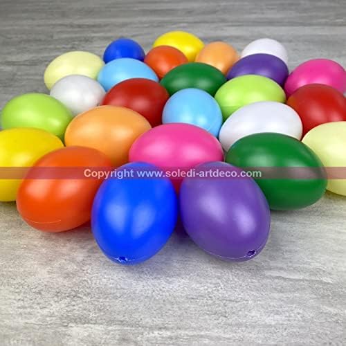Lot 25 Oeufs en plastique de couleurs assorties, 6 cm de haut, non séparables, idéal pour la chasse aux oeufs de pâques - Nail Gallerys