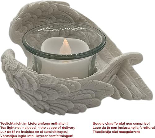 mtb more energy Photophore décoratif « Sheltering Wings » - Gauche - Ailes d'ange avec verre - Longueur 12 cm - Décoration ailes d'ange - Nail Gallerys