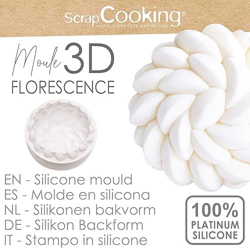 ScrapCooking - Moule à Entremets « Florescence » - Moule Silicone Relief 3D Floral - ⌀ 18 cm - Qualité Professionnelle - Moule Pâtisserie, Dessert, Gâteau - Avec Recette - Blanc - 2891 - Nail Gallerys
