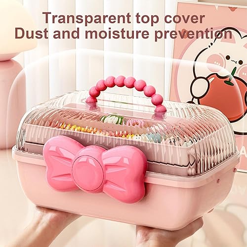 Boîte de rangement pour chouchous à cheveux - Boîte de rangement polyvalente pour les ongles, le maquillage, les accessoires de cheveux et les fournitures d'artiste avec poignée - Nail Gallerys