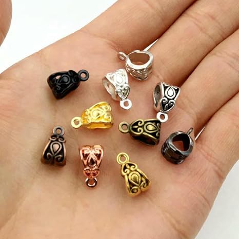 Lot de 20 bélières en argent antique plaqué, 13 x 8 x 8 mm, pour fabrication de bijoux, pendentifs, colliers - Nail Gallerys