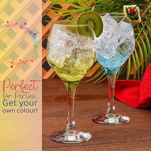 Verres à Vin Colorés Lot de 6 (11oz/330ml), Verre à Champagne, Cocktail, Martini, Coupé, Verres Aperol Spritz, Verrerie à Longue Tige - Nail Gallerys