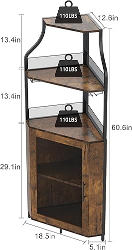 GAOMON PHO_0WLS Armoire à vin, Bois et métal, Marron rétro, Grand modèle - Nail Gallerys