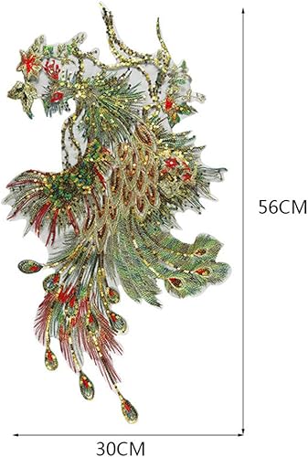 GIVBRO Applique en dentelle avec motif paon - Col brodé - Pour jean, t-shirt, robe de mariée, robe de mariée - Nail Gallerys