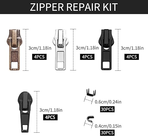 Lot de 76 tirettes de rechange pour fermeture éclair, kit de réparation de fermeture éclair, amovible et amovible, taille 5, lot de 76 pièces di Cremallera Reparación, Cierre Cremallera Reemplazo, - Nail Gallerys