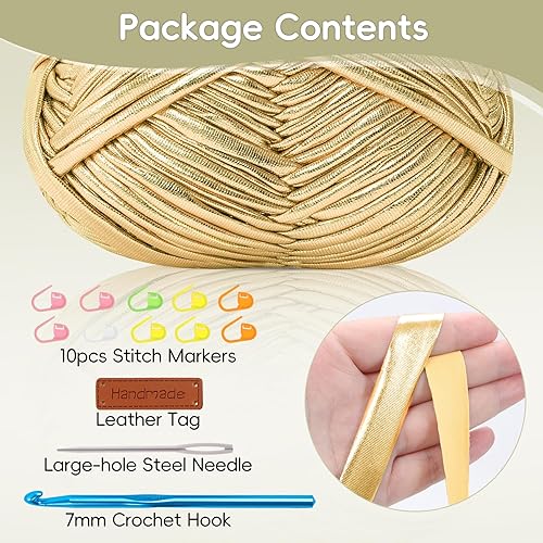 Lot de 2 pelotes de fil métallique pour t-shirt - 100 g - Gros fil à crochet avec crochet de 6 mm - Parfait pour les projets de crochet - Pour débutants - Tissu élastique adapté pour les loisirs - Nail Gallerys